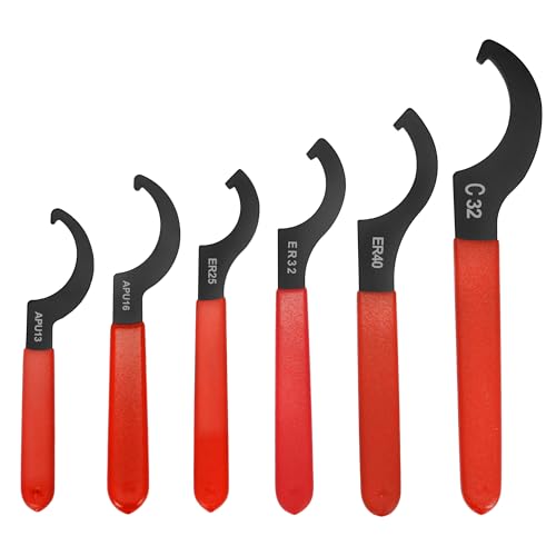 aleawol 6pcs Coilover Spanner Wrench Set, High Carbon Steel Coilover Adjustment Wrenches Set C-Shape Shock Spanner Hook Wrench Tools for Suspension System and Shock Adjustment