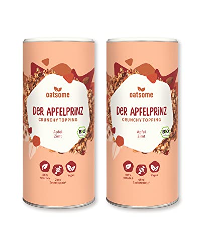 OATSOME® 2er Bundle Apfelprinz | Crunchy Toppings | Sparset| Apfel & Zimt | Extra Crunchy | Für Bowls & Müsli | Granola | Vegan | Ohne Zuckerzusatz | Bio & 100% Natürlich | 2x180g Cover