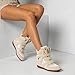 YRRXERSS Wedge Sneakers for Women Suede Tennis Shoes Hidden Wedges Round Toe Strappy High Top Sneakers Comfy Casual Walking Shoes