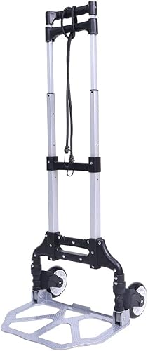Upspirit Folding Hand Truck: Compact & Sturdy Foldable Cart Trolley with 150 lb Capacity – Ideal for Easy Transport (BLACK)
