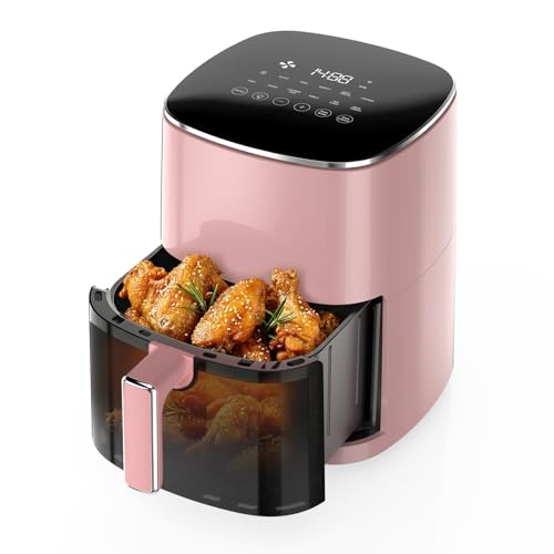 Image of OLIXIS 12-in-1 Air Fryer 6.34 Quarts, Visable Airfryer with Window, 400F, Roast, Reheat, Dehydrate, Bake, Steam, Fries, Custard, Chicken, Wings, Sea Food, Vegetabels, Fairy Pink