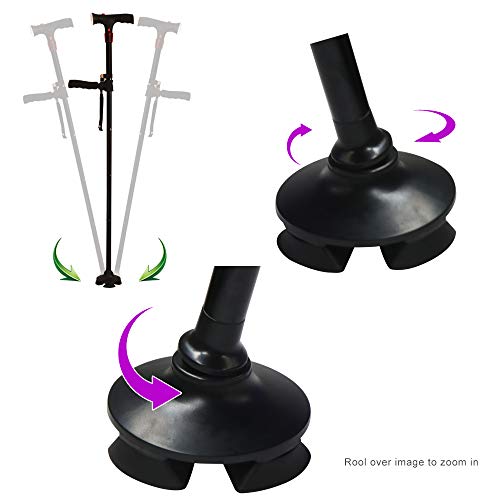 urge medical Clever Cane with LED Light,Travel Adjustable Folding Walking Canes, Security Alarm, Two Cushion Handles - Foldable, Light Weight Walking Stick for Arthritis Seniors Disabled and Elderly