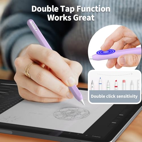 Image of Ultra Thin Protective Pencil Cover for Apple Pencil Pro &Apple Pencil 2nd Gen Silicone Case Sleeve Compatible with Apple Pencil Pro (Light Purple)