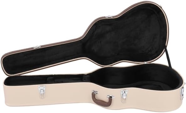 39 Inch Acoustic Guitar Hard Case, Wood Classical Guitar Hard-Shell Gig Bag with Lock Latch, Padding, Soft Lining and Accessory Compartment in Beige