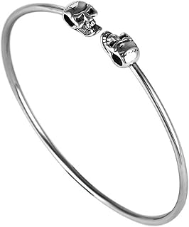 WEISHA Brazalete Retro S925 Brazalete de Plata Esterlina Retro Calavera Estilo Punk Pulsera Abierta Joyería Personalizada para Hombres1