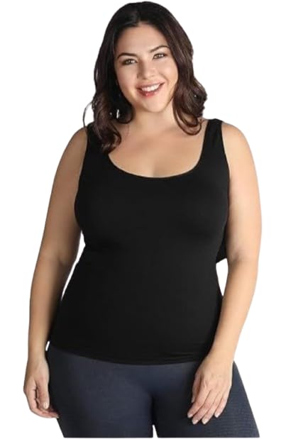Pluss Size Tank Top fo Women Camisole Summer and Winter Basic Cotton Pack of 1 Plus Size (in Alpha 3XL,4XL, 5XL,6XL,7XL, Pluss Black-image-28