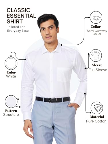 Image of Park Avenue Men's Pure Cotton Structure Pattern Slim Fit Semi Cutaway Collar Full Sleeve Formal Shirt