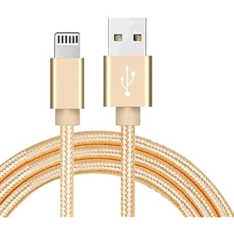 MAXIMUM RANGE E-SELLERS iPhone Charger Cable, Nylon Braided USB Fast Charging 3.0A Cable Compatible iPhone 12/11 Pro/XS/MAX/XR/X/8/7/6s/6/plus/SE/5S, iPad/Pro/Air/Mini/Pod/IOS-Gold (2M) Cover