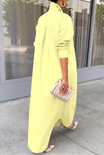 Image of Choichic Shirt Dresses for Women Casual Long Sleeve Cotton Button Down Maxi Dresses