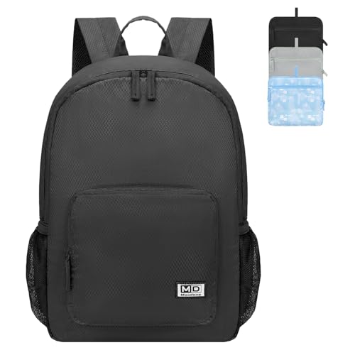 Lightweight Hiking Backpack Packable -20L Back Pack Water Resistan Foldable Sport Travel Camping Compact Folding Daypack for Men Women Black