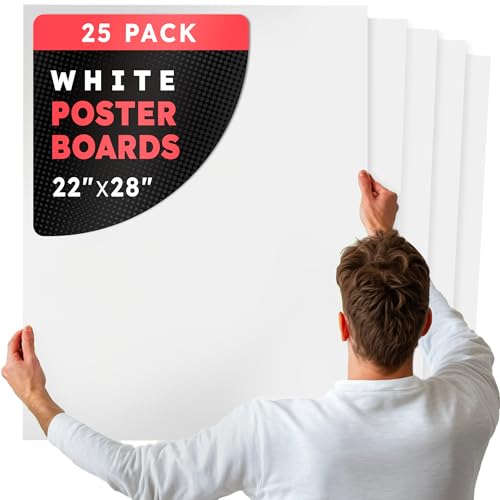 Image of Hygloss Large Poster Board 22x28 - 25 Count Bulk Pack - 10 Pt. Thickness White Poster Board Paper for Projects, Presentations, Displays, Signs, Crafts - Blank Posterboard Multipack 22 inch x 28 inch