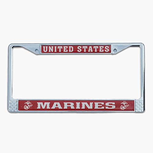 Us Marine Corps (Usmc) License Plate Frame | Perfect Veteran, Marine & Military Gift | Stainless Steel Metal Frame #TOP17