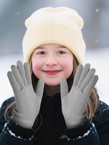 Image of Cooraby 3 Pairs Kid's Winter Gloves Thick Warm Knitted Gloves Children Cold Weather Gloves