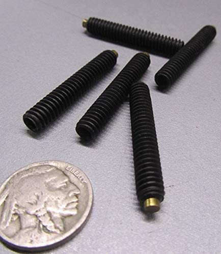 Black Oxide Steel Brass Tip Set Screw 1/4-20 x 1.50" (1 1/2") Thread Length 5 pcs
