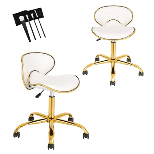 Adjustable Nail Technician Stool with Backrest