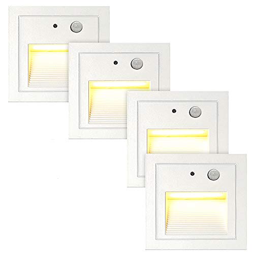 FVTLED 4 Pack 3W LED Step Light, Motion Sensor Photosensitive AC 85-265V LED Stairs Pathway Lights Modern Waterproof Deck Light for Hallway, Stairs, Closet, Bedroom (White Shell, Warm White) FVTLED 4 Pack 3W LED Step Light, Motion Sensor Photosensitive AC 85-265V LED Stairs Pathway Lights Modern Waterproof Deck Light for Hallway, Stairs, Closet, Bedroom (White Shell, Warm White)
