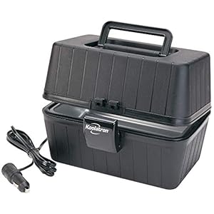 Koolatron 12V Heating Lunch Box Stove, 1.6 Qt (1.5 L), Black, 6 ft (1.8m) Power Cord, Heats to 300F (149C), Built-In Cord Storage, Classic Construction Worker Lunchbox, for Car, SUV, Pickup Truck