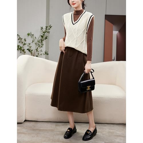 Image of Blostirno Women's V Neck Sweaters Vest Trendy Cable Ribbed Sleeveless Knit Striped Pullover Sweaters Tops