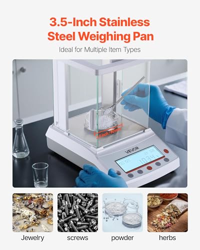Image of VEVOR Analytical Balance, 120 g x 0.001 g High Precision Accuracy Lab Scale, g /oz /ct /mg 4 Units Electronic Digital Analytical Balance with Glass Draft Shield, for Laboratory Jewelry Pharmacy