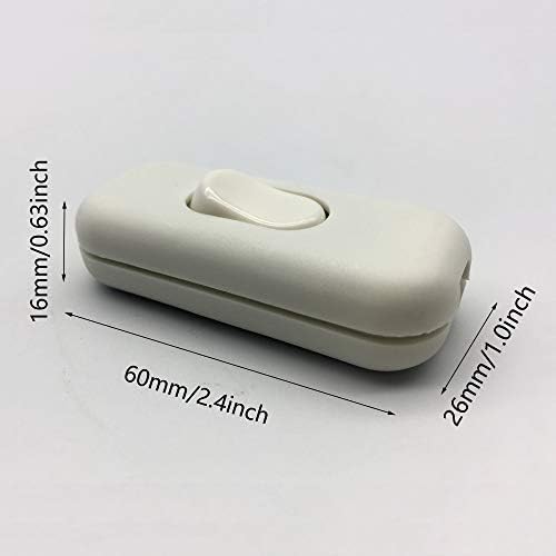 FUJIE Torpedo Switch 6Amp in-line Switch for Small Appliance or Lamp, White 2 or 3 Core 1 Pack