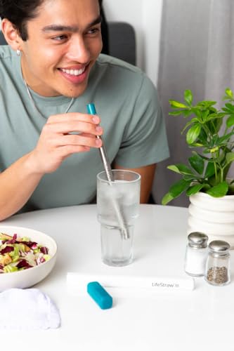 LifeStraw Sip 3-Pack, Reusable Stainless Steel Water Filter Drinking Straw with 3 Carry Cases, Removes Microplastics, Bacteria and Parasites for Travel and Everyday Use