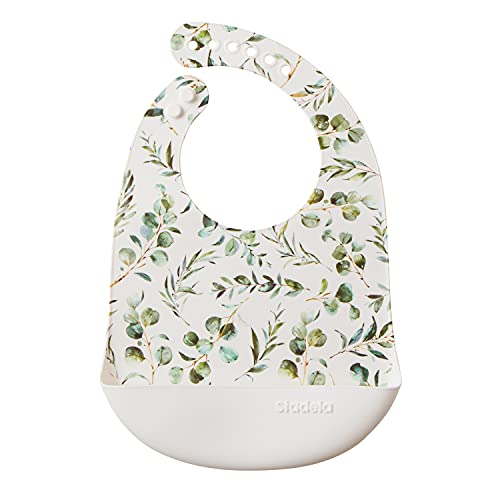 Image of Stadela Baby Silicone Feeding Bib, Waterproof Adjustable, Unisex for Baby Boy or Girl