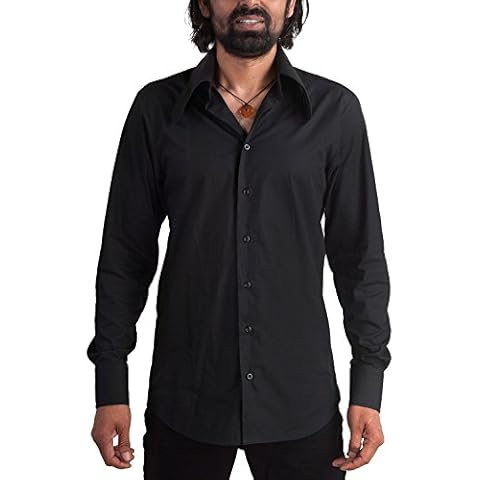 Men's dog collared 70's shirt, black - Black - XX-Large Cover