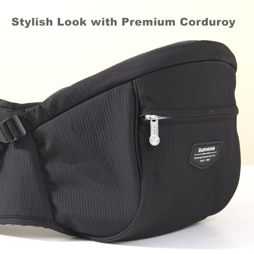 Image of SUNVENO Baby Hip Seat Carrier for Toddler, Supports up to 45 lbs, Wide Anti-Slip Seat, Adjustable Waist Belt, Quick Up Down Baby Holder, Fits 6-36 Months, Black