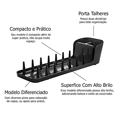Escorredor de Pratos Pratico, Ou, Es 600 Ptf, Preto