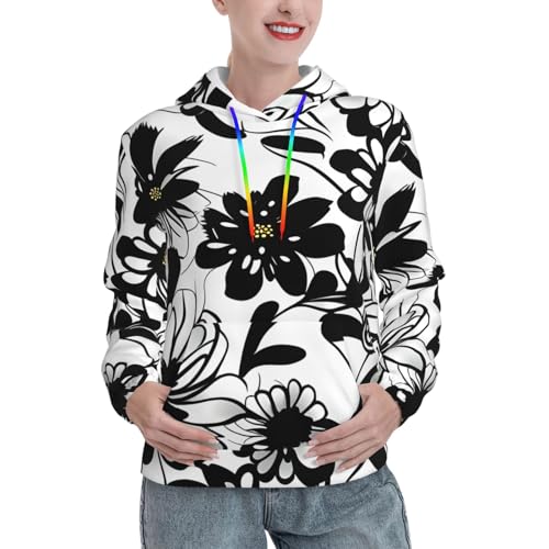 Sweat à capuche femme confortable pull ajusté fleurs pour silhouette sublimée