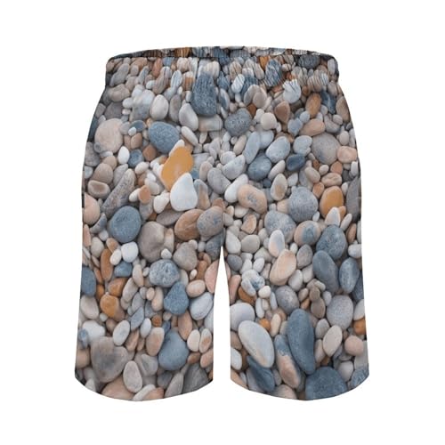 Beach Colored Pebbles Mens Swim Trunks Quick Dry Hawaii Bathing Suit Board Shorts with Mesh Lining-3