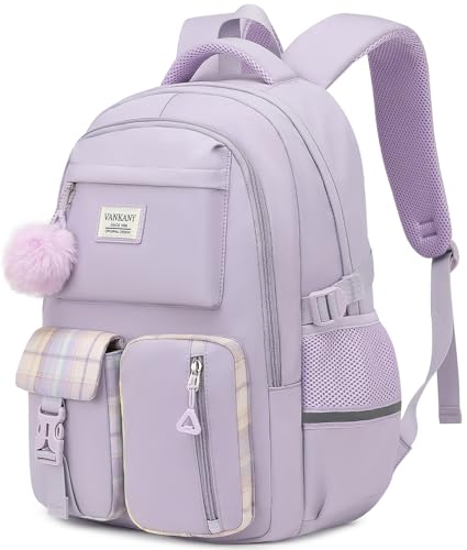 Image of School Backpack for Teen Girls, Big Student Laptop Backpack Aesthetic Bookbags for College Women Elementary Middle High School Travel Mochilas Escolares, Purple