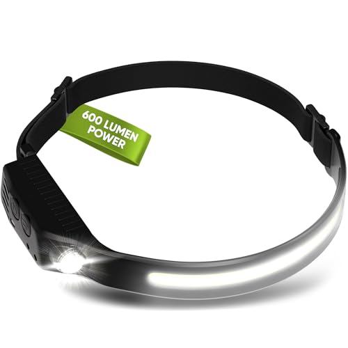 Adler Focus Stirnlampe LED Wiederaufladbar, Kopflampe,USB C Extrem Hell, 4 Lichtmodi 230 Grad Bewegungssensor IPX4 Wasserdicht Leicht 45g, für Wandern Joggen Laufen Angeln