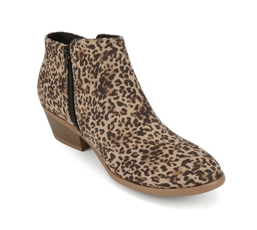 Image of Soda Women's Mug Round Toe Faux Suede Stacked Heel Western Ankle Bootie