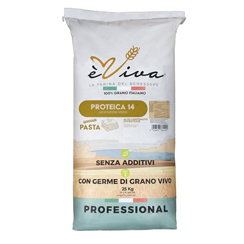 Agricola Piano – Proteica 14 | Sémola Re-molida de Trigo Duro con Germen kg 25 - Sémola Profesional Pugliese - Proteica, para Alta Hidratación - Ideal para Pasta y Pan - èViva