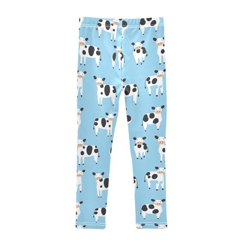Cute Black White Cow Blue Girls Casual Leggings for Kids Printed Long Pant Bottoms Stretch and Soft2