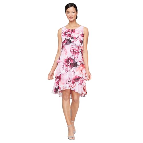 Image of S.L. Fashions Womens Tiered Cocktail Party Dress, Wedding Guest Gown (Petite and Regular Sizes)