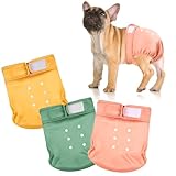 wegreeco Frenchie Dog Diapers Female No Tail Hole,Washable Pet French Puppy Bulldog Diapers Female for Period Heat,Reusable Doggy Doggie Dog Diapers （Large）