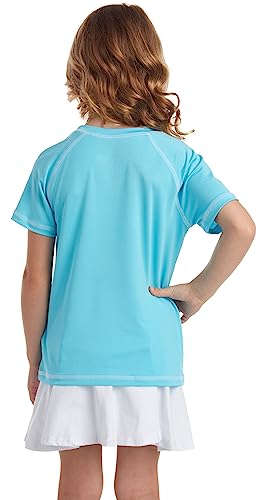 Image of Pink Platinum Girls Rash Guard Shirt - 2 Pack UPF50+ Sun Protection Quick-Dry Swim Shirt Short Sleeve Rash Guard for Girls