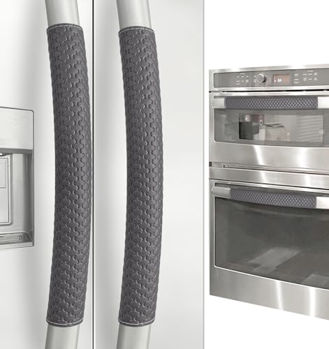 Refrigerator Door Handle Covers 4 PCS Performance Appliance Handle Covers Non-Slip Fridge Door Handle Covers Keep Your Kitchen Clean Microwave Oven Dishwasher door Handle Protectors(Carbon Black)