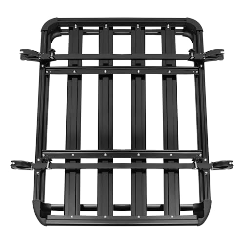 Universal Auto-Dachgepäckträger, Fracht Relingträger aus Stahl 127cm, Dachgepäckträger Wanne 68 kg Tragfähigkeit, Gepäckablage Schwarz für Camping, Grillen, Autoreisen