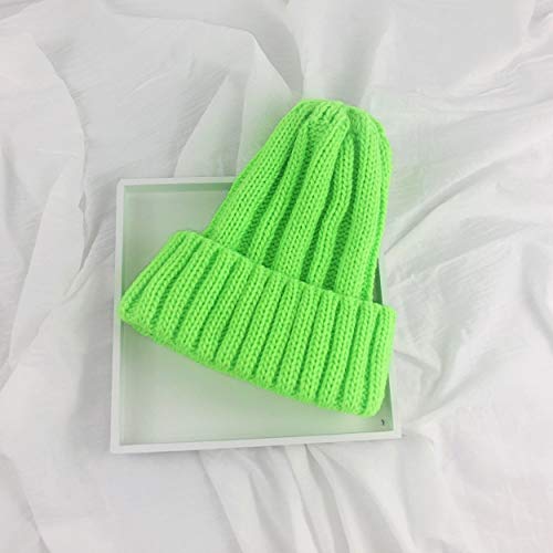 Preisvergleich Produktbild Schön Strickmütze Winter-weiche elastische Kabel Cap Außen Warm, Strickmütze Strickmütze Beanie mit Inside Cozy Liner Für Frauen (Color : Green, Size : 55-60cm)