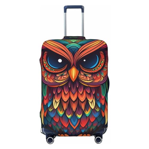 Color owl pattern Luggage Cover for Suitcase TSA Approved Elastic Suitcase Cover Anti-Scratch Travel Luggage Protector Cover Washable Trolley Case Cover Fit 18-32 Inch Luggage Small