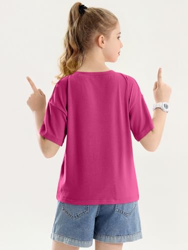 Image of Girls Short Sleeve T Shirts Kids Summer Crewneck Tops Basic Tees 5-14 Years