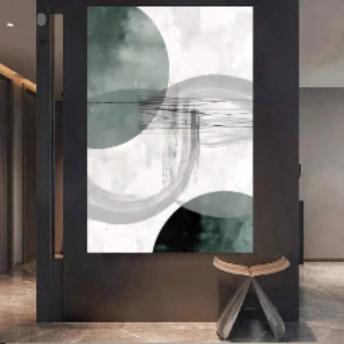 Géométries circulaires abstraites gris sarcelle : cadre 20x30