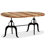 Festnight Esszimmertisch Esstisch Küchentisch mit Ovaler Tischplatte Massives Recyclingholz und Stahl Holztisch 180 x 90 x 77 cm