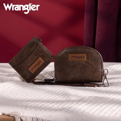 Image of Wrangler KeyChain Wallet Wristlet Wallets for Women Dual Pouch Wristlet with Zipper Womens Credit Card Holder Wallet