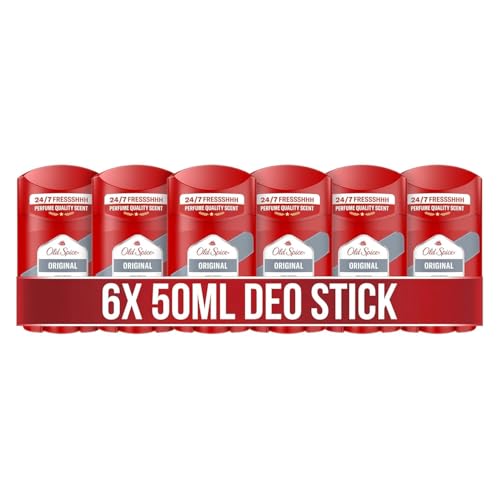 Old Spice Original Deostick für Männer, 6x50 ml, 24/7 Frischhh bei täglicher Anwendung, Duft in Parfumqualität, Schutz vor Gerüchen, 0 Prozent Aluminiumsalze