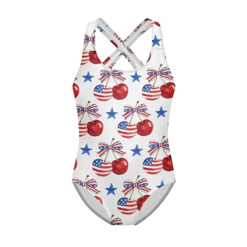 Image of Xpyiqun Swimsuit for Girls One Piece Bathing Suits Size 5-14 Sleeveless Swimwear Cross Shoulder Strap Swimming Wear
