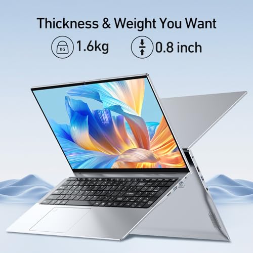 Image of 2025 16'' Full HD Laptop Compatible with Windows 11, 1TB SSD 16GB RAM, 12th Gen N95 Processor(Max 3.4GHz), 8000mAh Battery, Backlit Keyboard, Fingerprint, Type-C, HDMI, WiFi5, BT, TF Card Slot